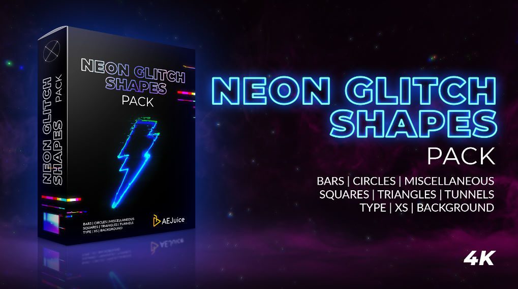 Neon Glitch Shapes for After Effects and Premiere Pro AEJuice Free