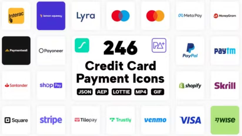 Videohive 246 Credit Card & Payment Lottie Icons Free