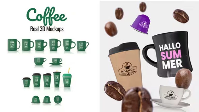 Videohive Coffee Real 3D Mockups –  Free