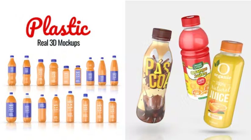 Videohive Plastic Bottles Real 3D Mockups Free