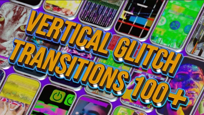 Videohive 110 Vertical Glitch Transition Pack Free