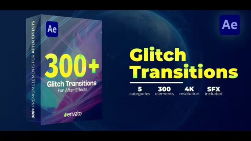 Videohive 300 Glitch Transitions -