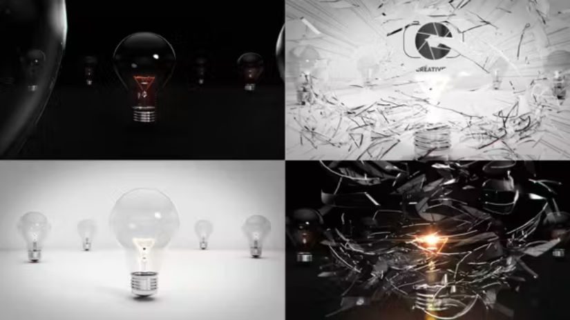 Videohive Exploding Light Bulb Logo Reveals