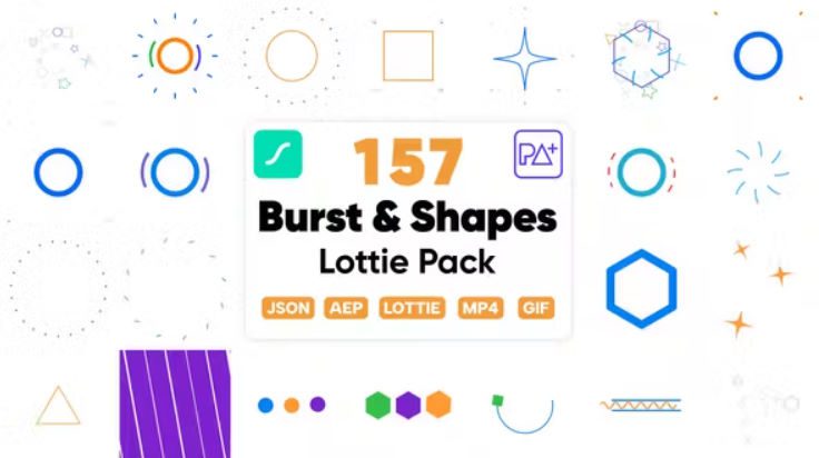 Videohive 157 Bursts & Shapes Lottie Pack Free