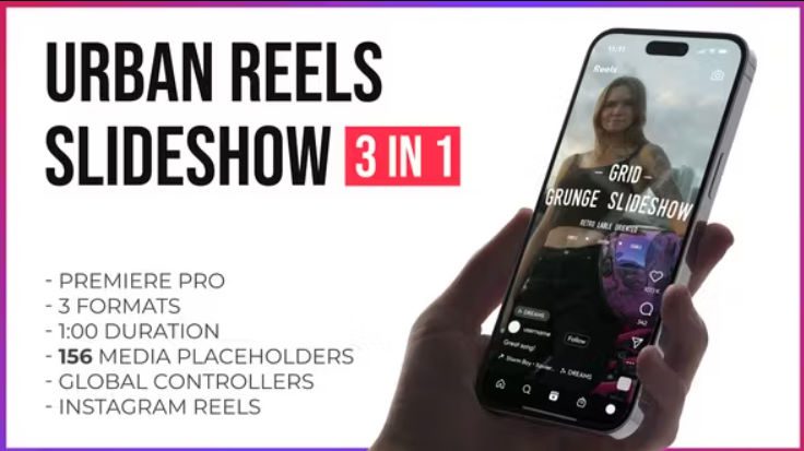 Videohive Urban Grunge Grid Slideshow Reels and Stories | Premiere Pro Free