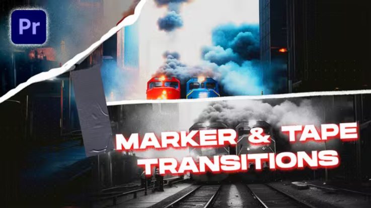 Download Marker & Tape Transitions VOL. 2 | Premiere Pro – Videohive Free