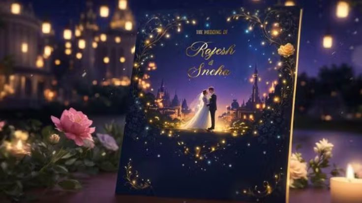 Videohive Luxurious Golden 3D Wedding Invitation Slideshow Free