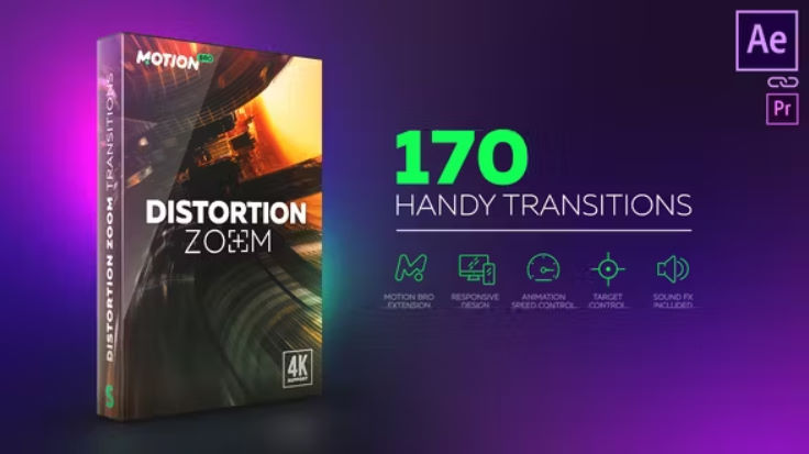 Videohive Distortion Zoom Transitions