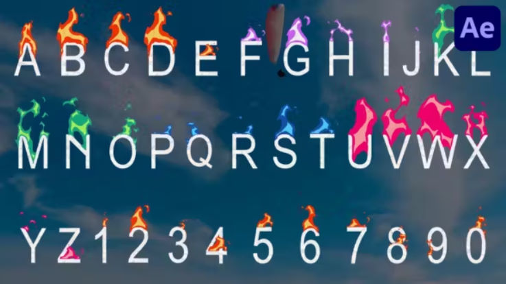 Videohive Fire Alphabet Font | After Effects Free